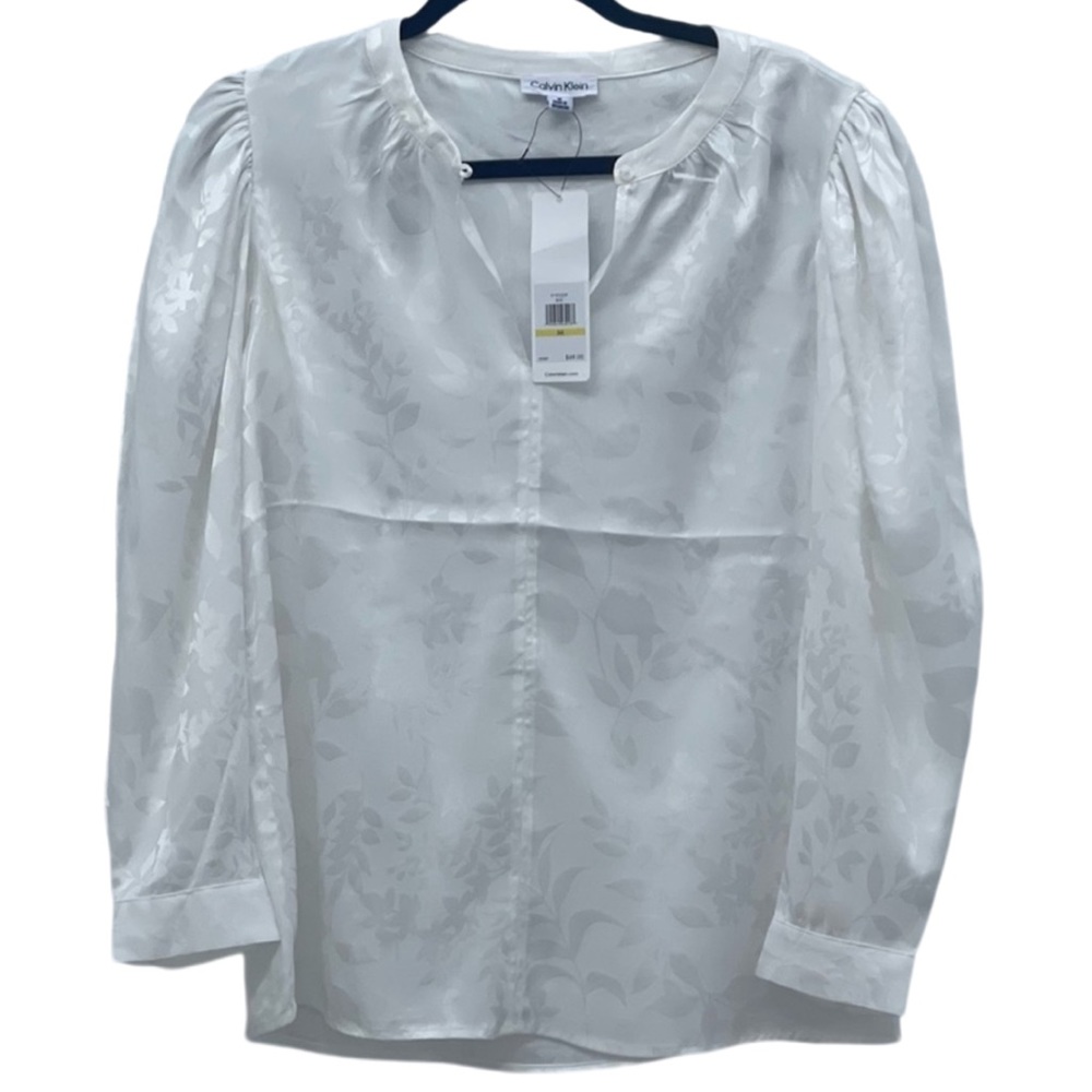 Calvin Klein Women's Medium White Floral Suit Blouse New with tag